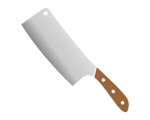 Vector Set of Kitchen Knives, Cleaver, Chef, and Santoku Blades with Black Handles.