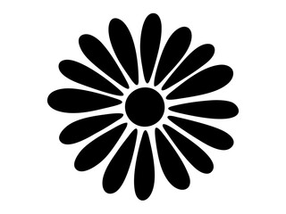 Vector isolated one single simple daisy chamomile calendula marigold flower top view  silhouette black and white stencil art craft print hand made decoration