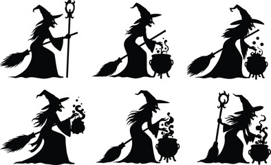 Vampire Character Transformation Silhouettes – Horror Vector Set Featuring Dracula Style Pose Progression for Halloween, Spooky, Creepy Design Themes