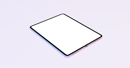 Flat angled tablet mockup on pastel background