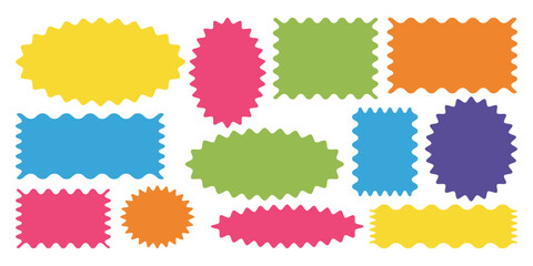 Colorful Arch, Rectangle, Square, Oval, Circle Shapes ,Flat Vector with Curvy Edges for Textboxes and Stickers.
