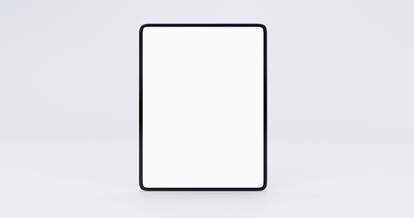 Portrait tablet mockup front view on gray background