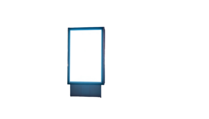 Illuminated rectangular display against a black void. The screen emits bright light