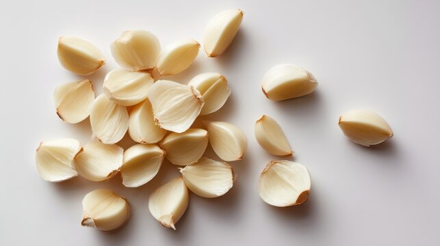 Raw Garlic Cloves with High Key Lighting