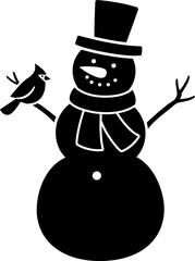 Snowman silhouette vector isolated.
Winter Christmas snowman classic character silhouette icon.
Transparent background. SVG.