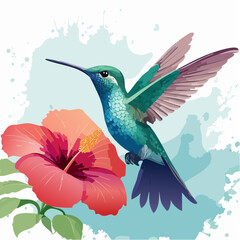 Obraz premium Kolibri, der an einer Blüte schwebt