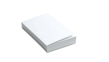 Stack of crisp, white paper sheets, slightly angled, with one edge turned up