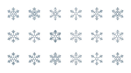 snowflakes thin line icon set such as pack of simple snowflake, snowflake, snowflake
