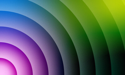 A lively abstract background showing a quarter-circle gradient radiating from the bottom-left corner, transitioning through bright pink, purple, blue, and a vivid lime green all with a grainy textured