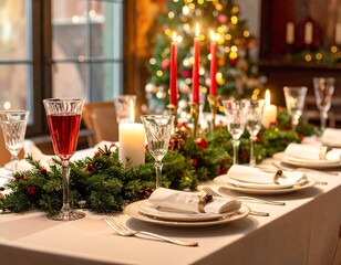 D&eacute;coration de table de no&euml;l.