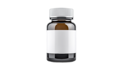 Vitamin Bottle with Blank Label on Transparent Background