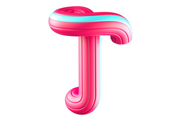 Sweet bubble gum 3D font character T. High quality 3D rendering playful rounded uppercase.
