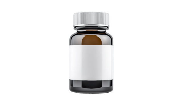 Vitamin Bottle with Blank Label on Transparent Background