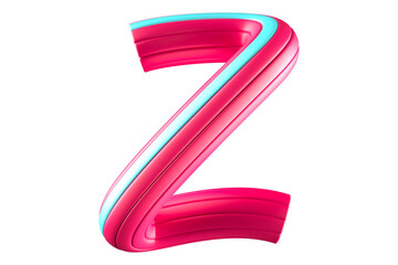 Sweet bubble gum 3D font character Z. High quality 3D rendering playful rounded uppercase.