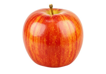 Isolated apple Malus domestica, fresh fruit with a stalk, rich red color, delicious nutrition