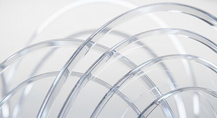 Modern clear glass curves creating abstract shapes for a clean technology or business background