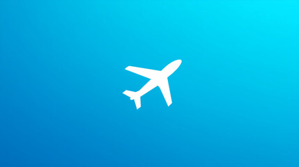 Sleek minimal logo for a travel agency, gradient airplane icon, flat sky-blue background