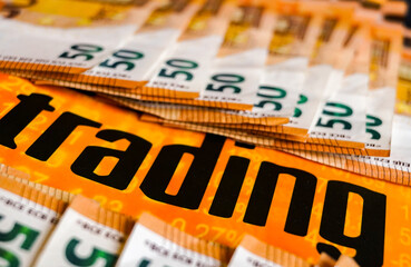 "trading" word and 50 euros banknotes