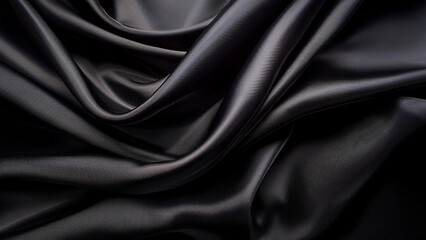 Fototapeta premium Luxurious Black Silk Fabric Texture Background for Fashion and Design
