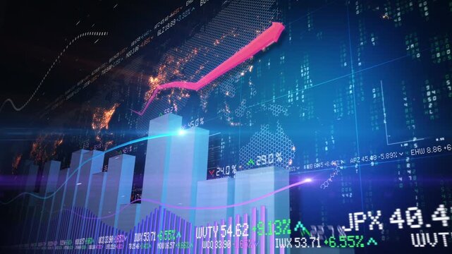 Global Financial Market Data with Upward Growth Trends and Digital Interface