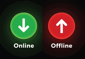 Online and Offline Status Indicators with Green Down Arrow and Red Up Arrow Representing Connectivity and Disconnection