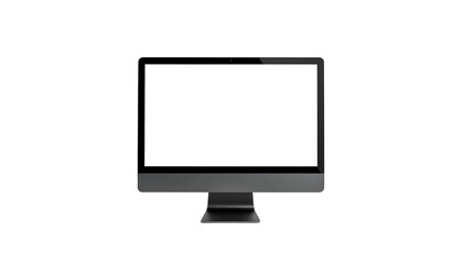 Sleek modern desktop computer with a blank, bright white screen against a black background