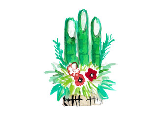 筆書き　門松　 年賀状素材