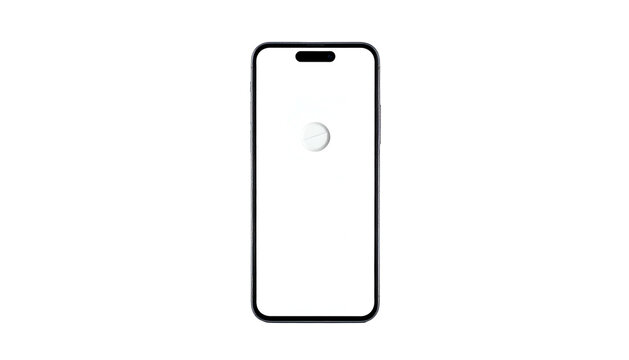 A digital touchscreen device against a black background. Screen displays a loading icon