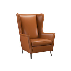 Fototapeta premium Leather armchair furniture design isolated on transparent background