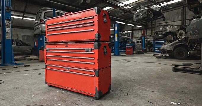 Stacked red tool chests