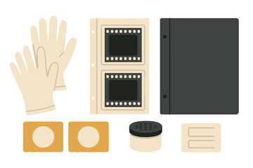 Analog photography film processing and storage supplies set