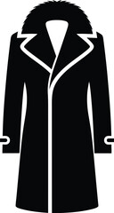 Elegant black overcoat with fur collar for luxurious winter fashion style