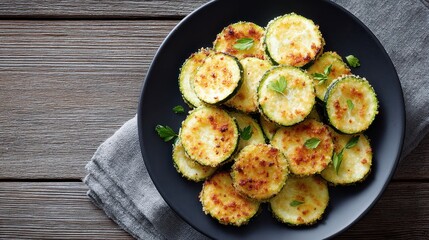 Savory Roasted Courgette Coins on a Serving Platter