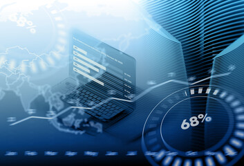 Finance Analyst Analyzing Economic Growth Data on Digital Laptop for Business Strategy