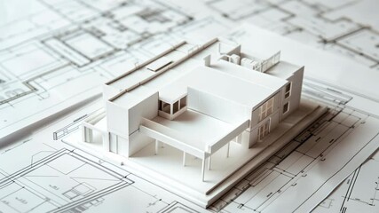 Architectural model and blueprints of a modern house - Powered by Adobe