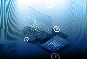 Finance Analyst Analyzing Economic Growth Data on Digital Laptop for Business Strategy