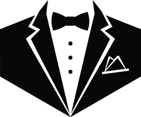 Elegant Tuxedo with Bow Tie Graphic Illustration for Formal Events Invitations