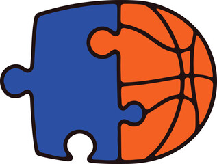 Basketball Teamwork Concept Puzzle Pieces Illustrating Unity and Strategy Success