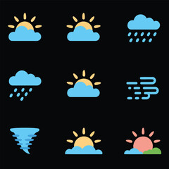 Weather condition icons set illustration for presentations and graphic design