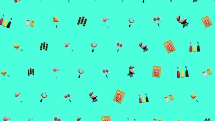 barbecue animation pattern food grilling summer party picnic suitable for summer events, food-related promotions, party invitations, or culinary backgrounds