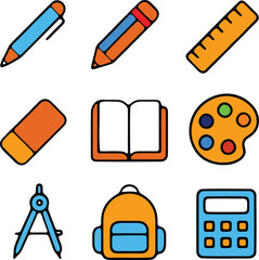 School and education vector icons set for back to school
