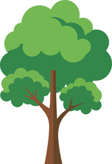 Stylized cartoon tree illustration with green foliage and brown trunk design