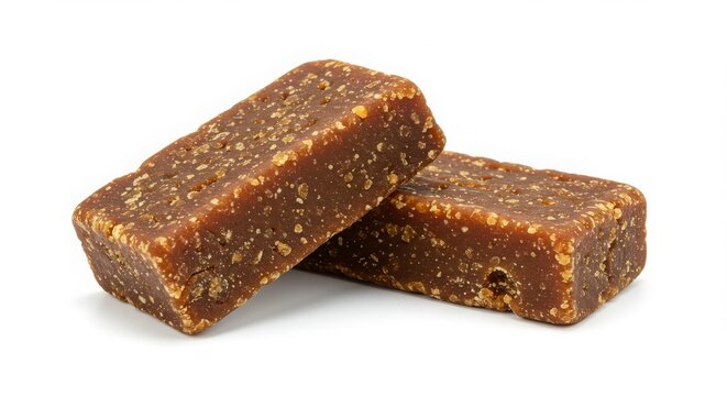 chancaca dessert block raw sugar sweet from Chile isolated on white background for food and dessert photography