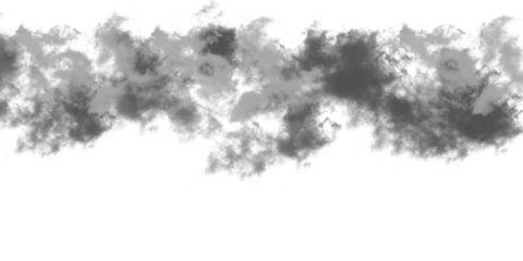 An abstract, horizontal arrangement of grey, cloud-like shapes against a stark white background.