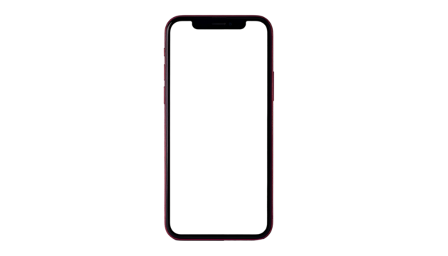 A smartphone, black screen against a stark background. Its edges show a reddish hue