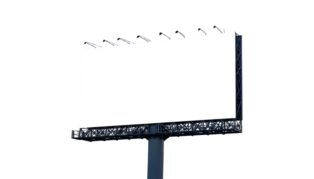 Large, empty rectangular billboard with a dark metallic frame, on a black background