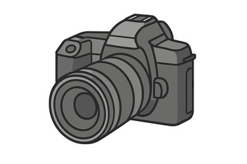 Professional digital single-lens reflex camera body with large zoom lens