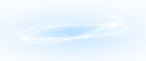 Glowing rings and swirling trails with sparkling particles and luminous lights.