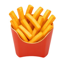 3D french fries in red box fast food style