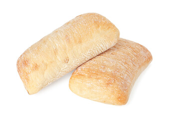 Two tasty fresh ciabattas isolated on white